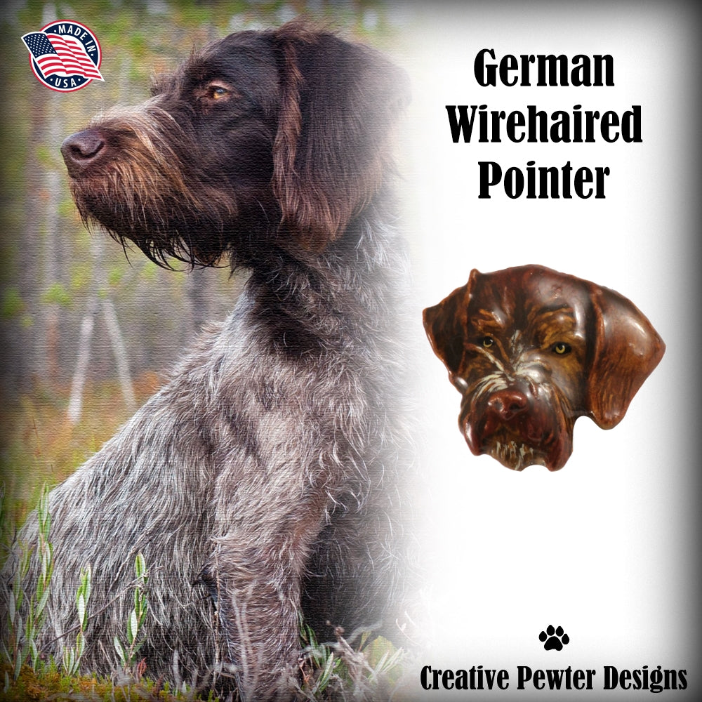 German Wire Haired Dog Head Pin D088