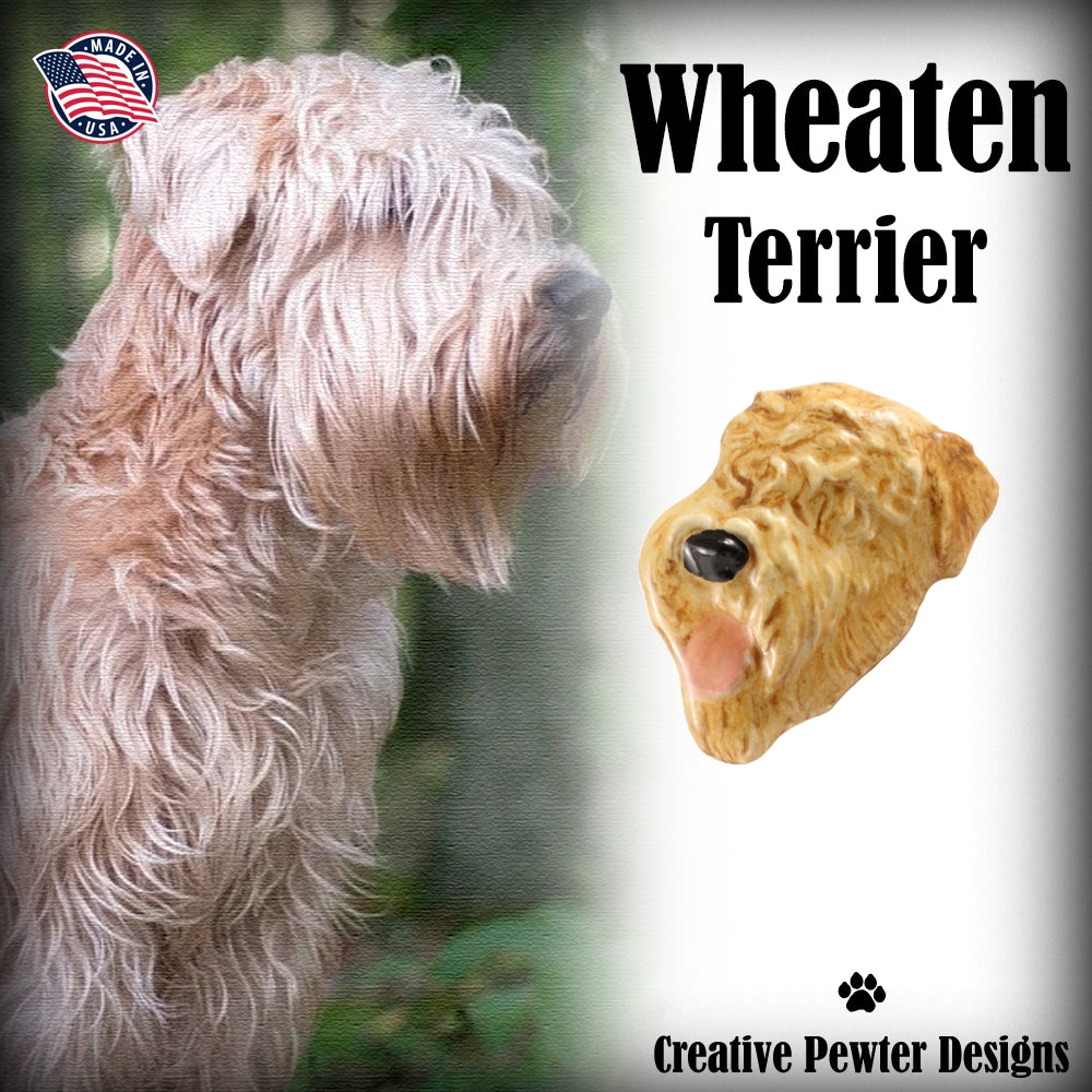 Wheaten Terrier Dog Head Pin D180