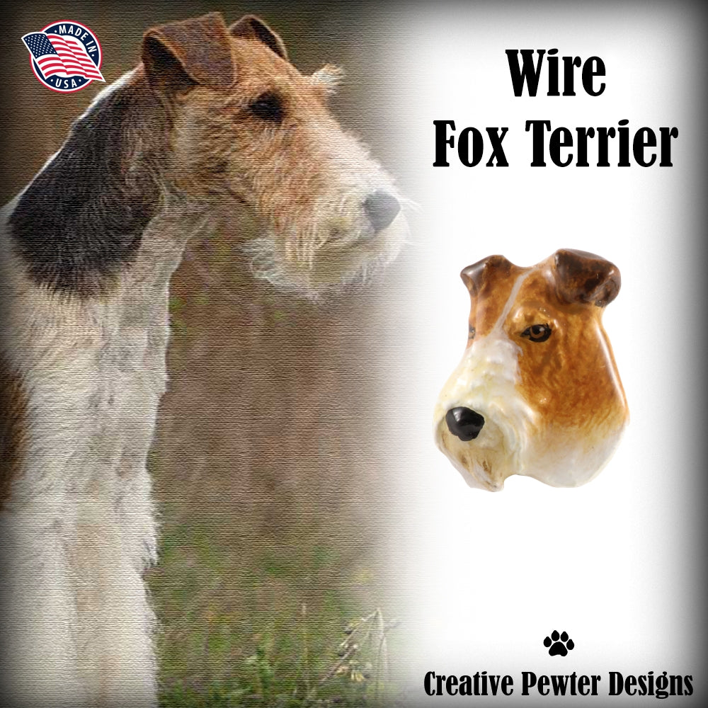 Wire Fox Terrier Dog Head Pin D184