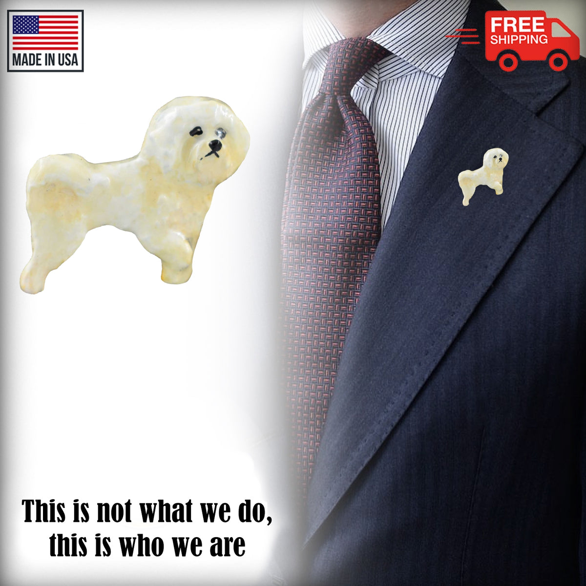 Bichon Frise Dog Full Body Pin D326F