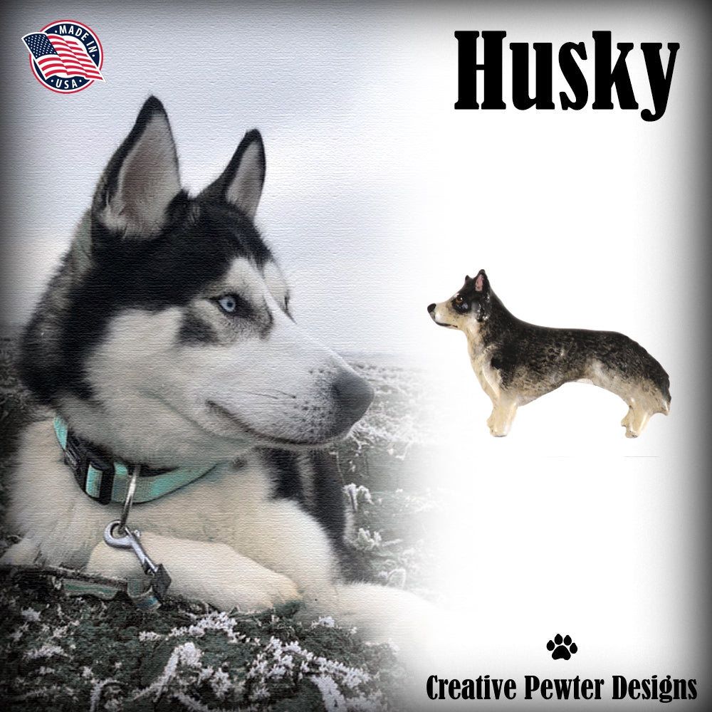 Husky Dog Full Body Pin D398F