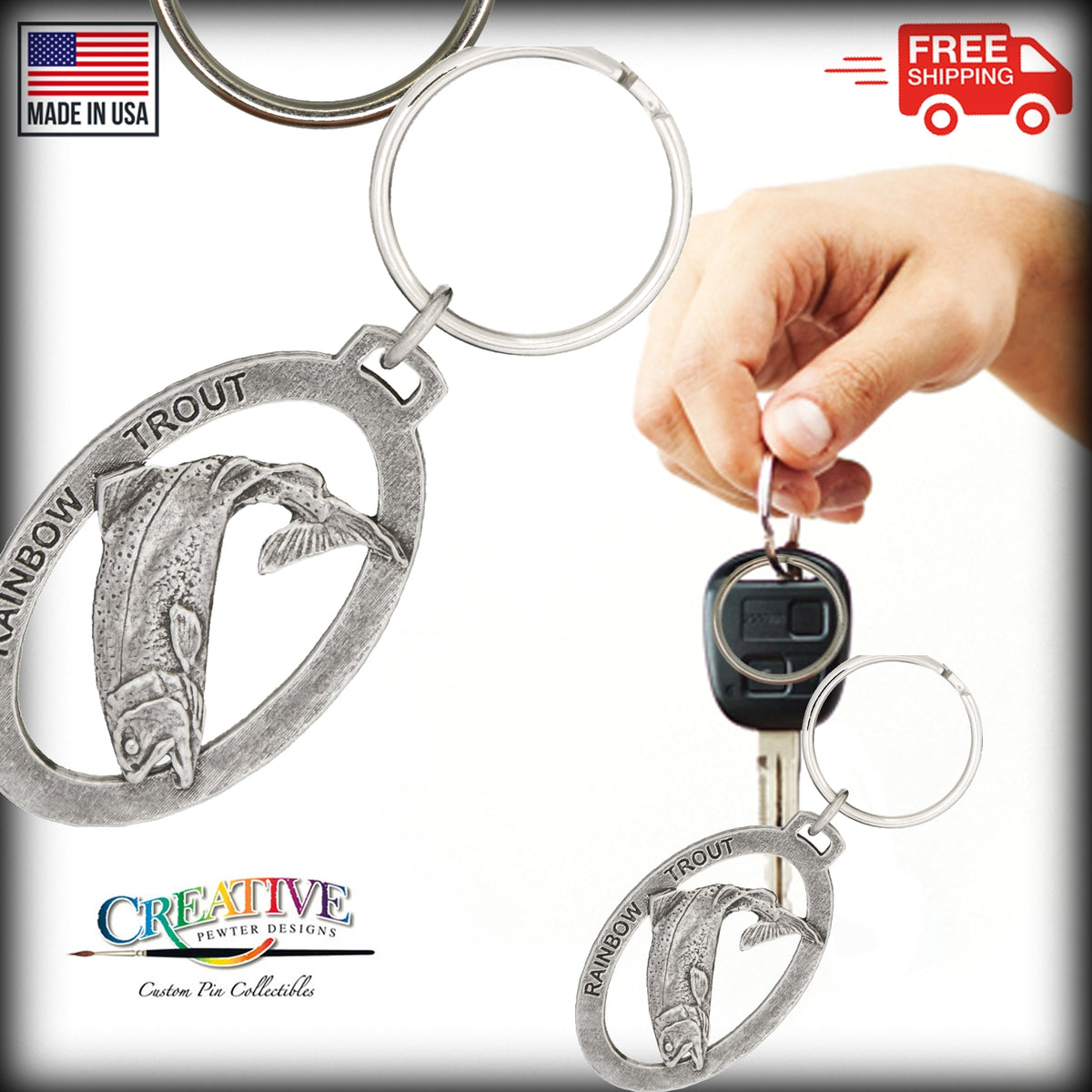 Rainbow Trout Leaping Keychain F003KC