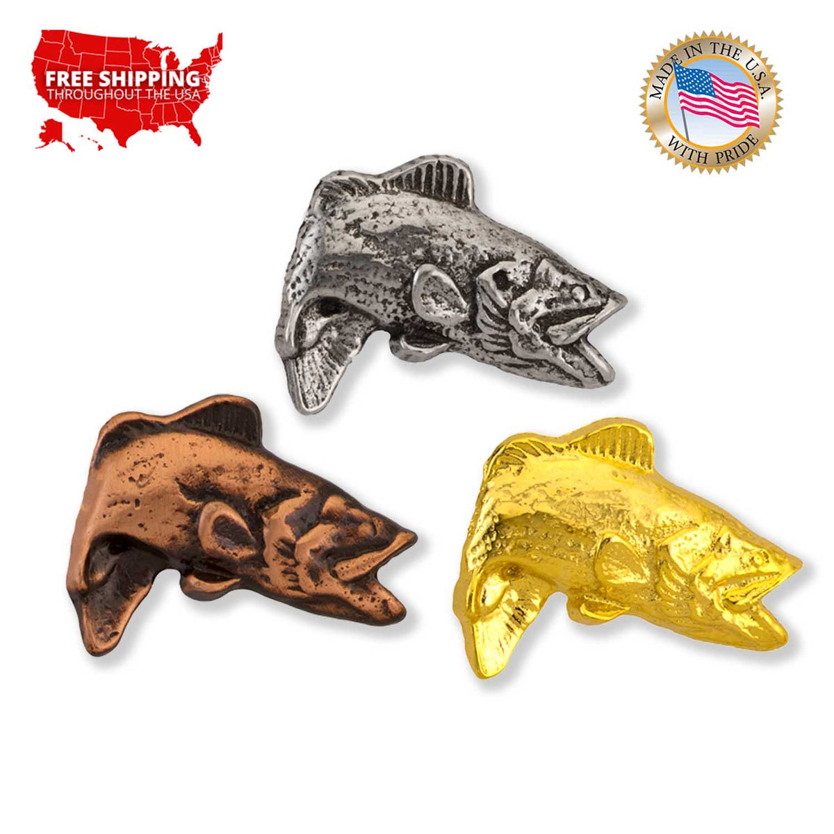 Largmouth Bass Leaping Mini Pin F085MP