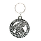 Raven on Skull in Runes Keychain G015KC