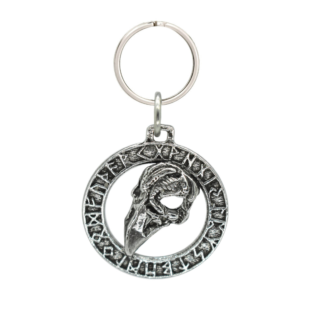 Raven Skull in Runes Keychain G017KC