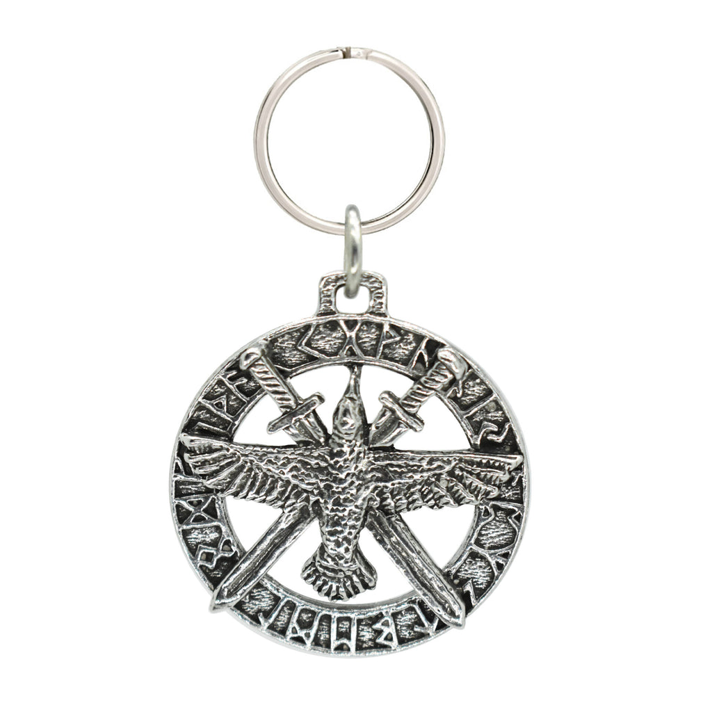 Raven with Swords in Runes Keychain G018KC