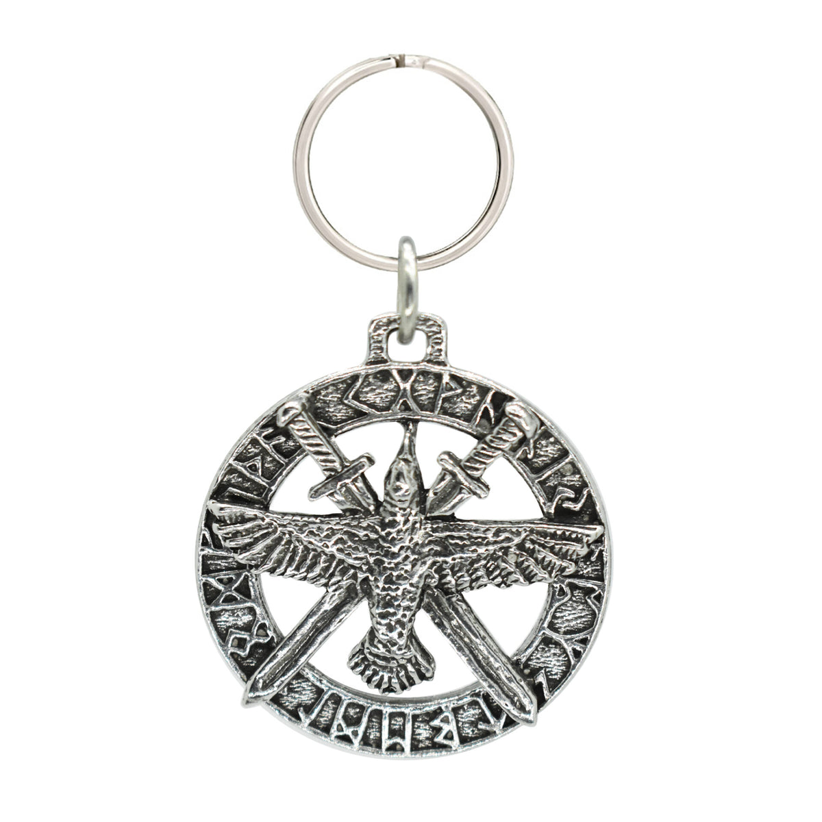 Raven with Swords in Runes Keychain G018KC