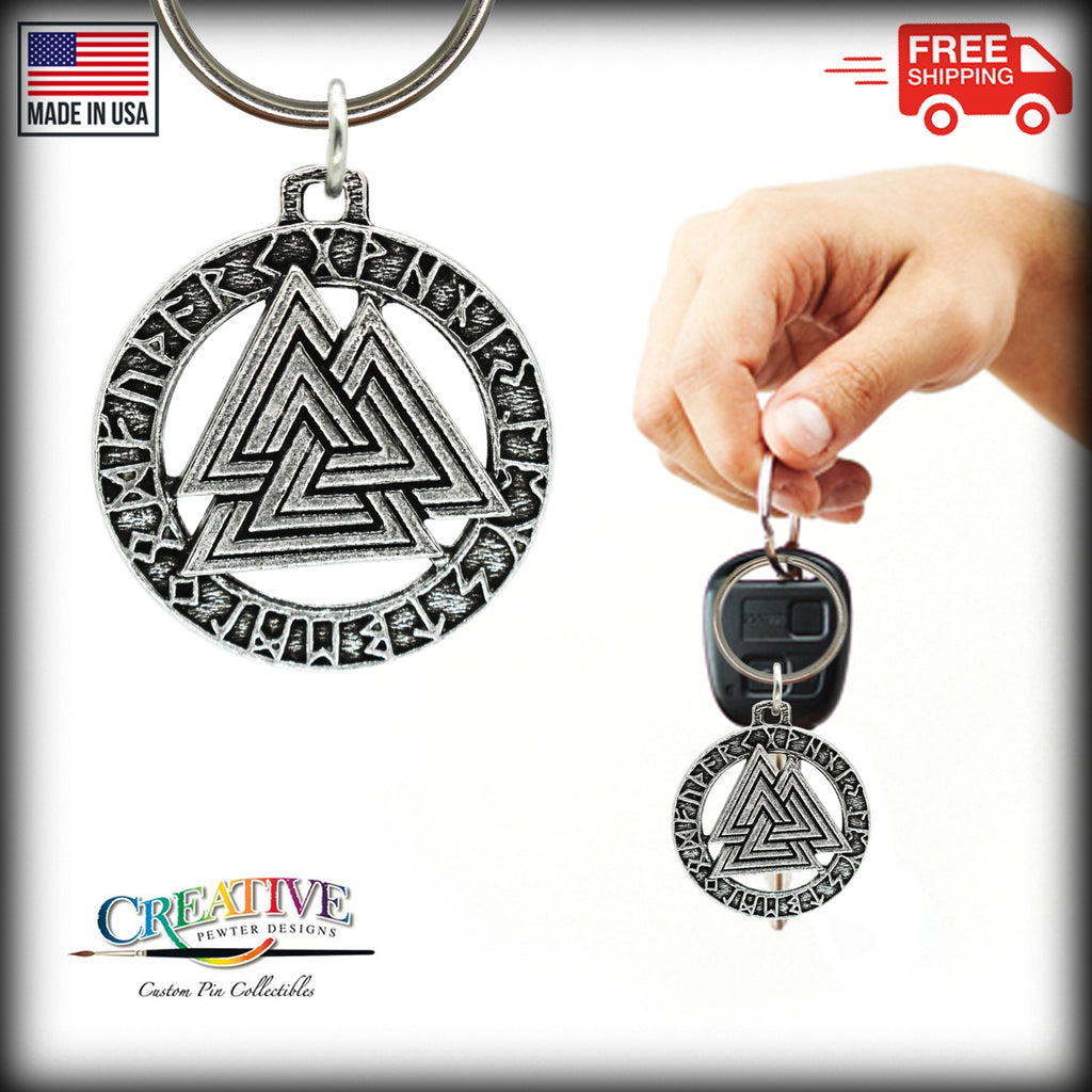 Viking Valknut in Runes Keychain G028KC
