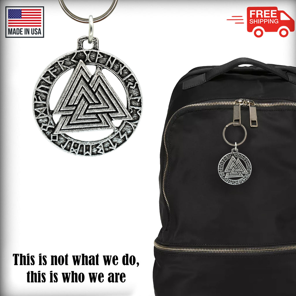 Viking Valknut in Runes Keychain G028KC