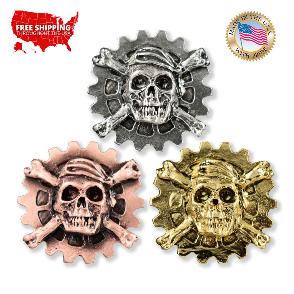 Gear With Skull And Bones Pin G035
