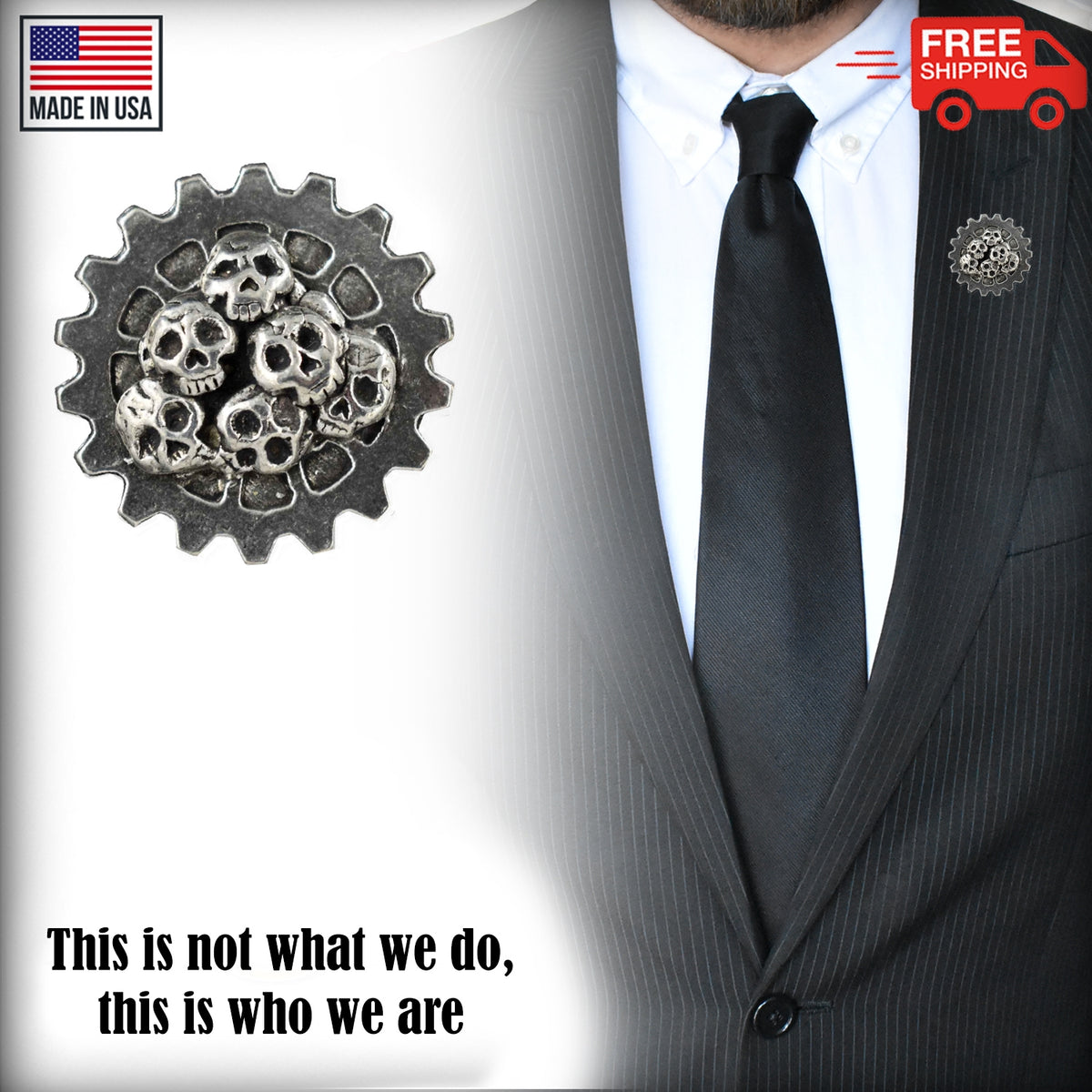 Gear With Skull Pile Pin G036