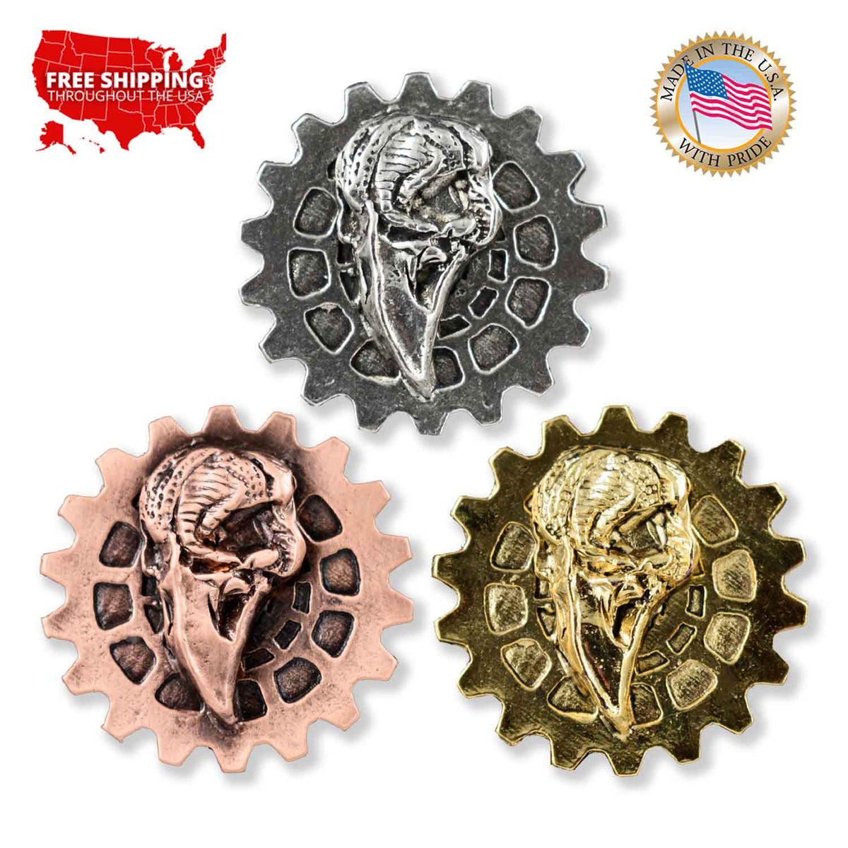 Gear With Raven Pin G038