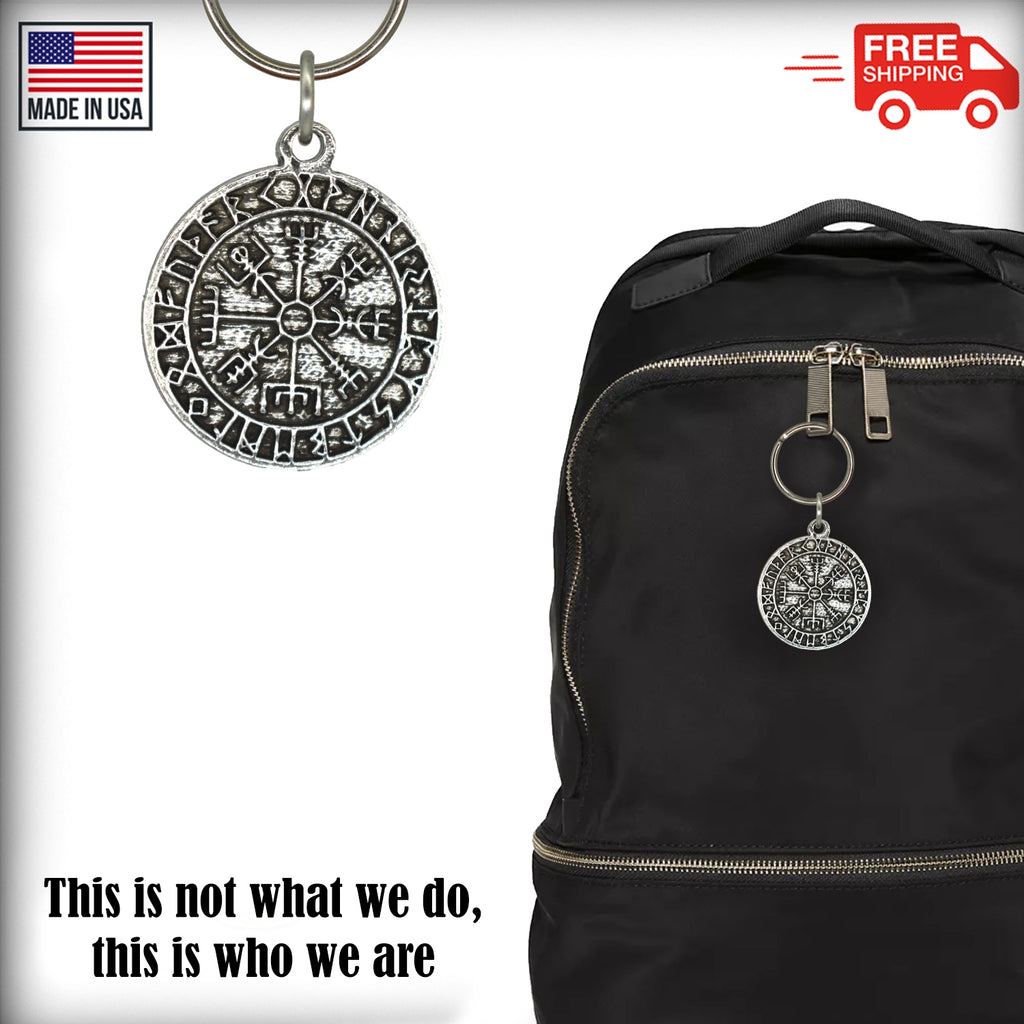 Vegv?sir Runes Viking Compass Keychain G114KC