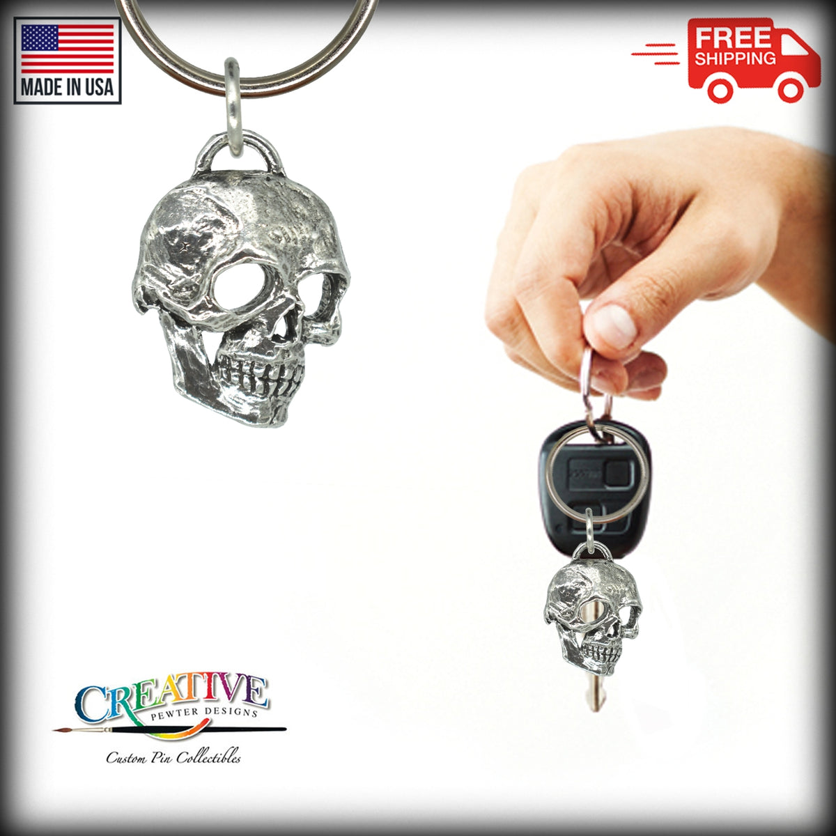 3D Skull Side View Keychain G122KC