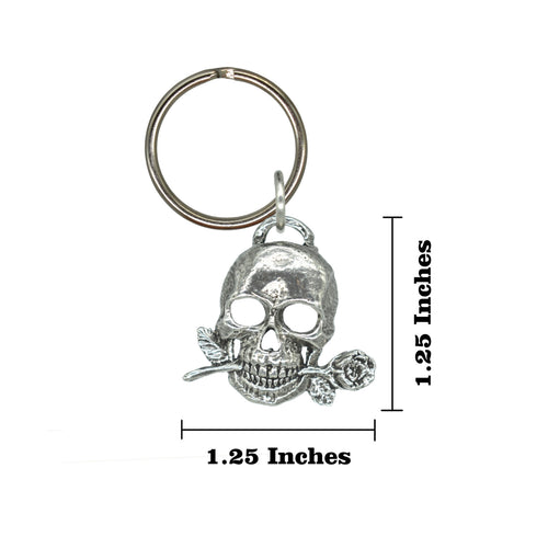 3D Skull With Rose Keychain G124KC