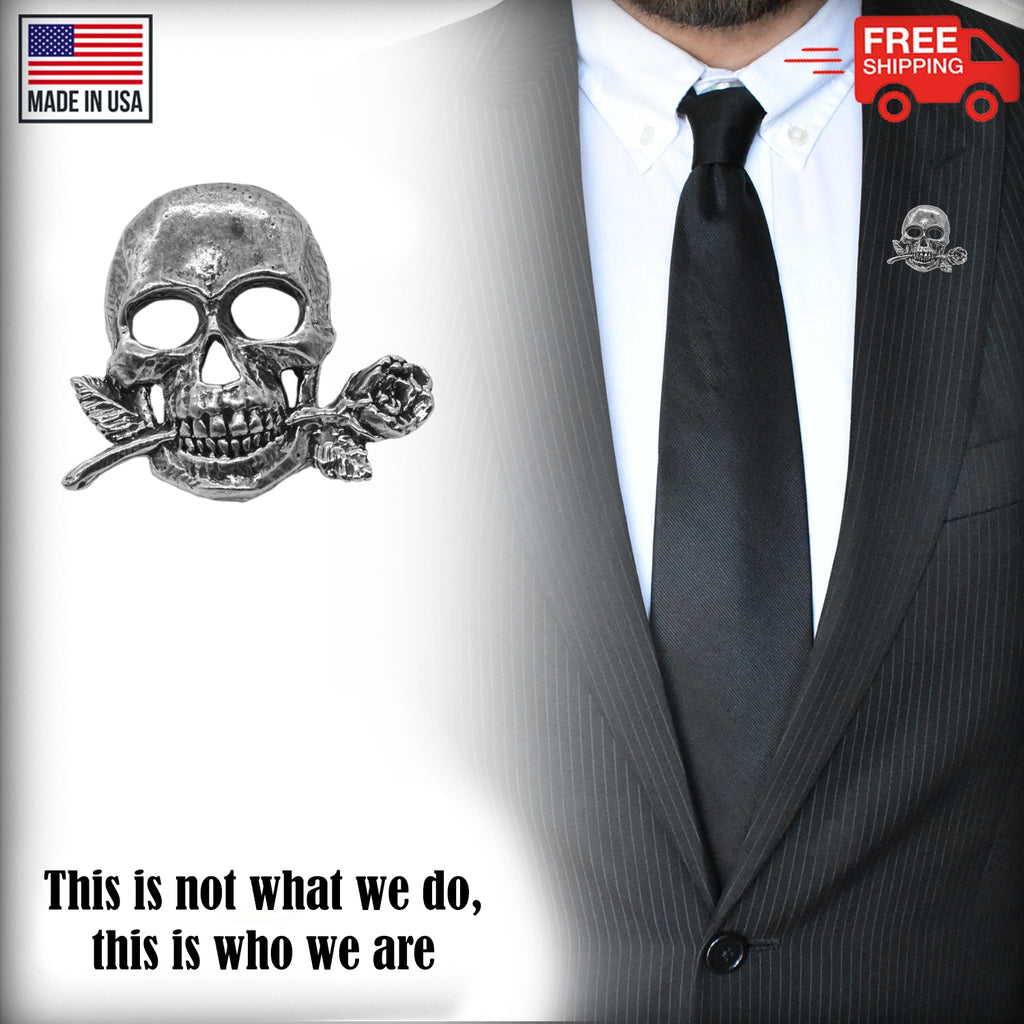 Skull With Rose Pin G124