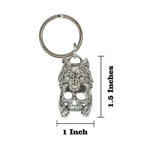 3D Skull With Wolf Keychain G132KC