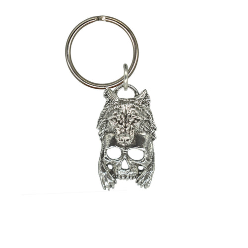 3D Skull With Wolf Keychain G132KC