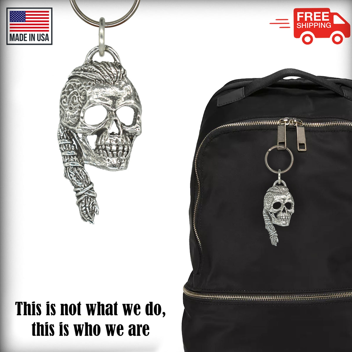 3D Skull Viking With Tattoos Keychain G140KC