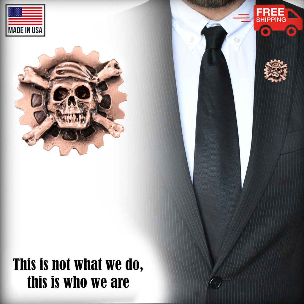 Gear With Skull And Bones Pin G035