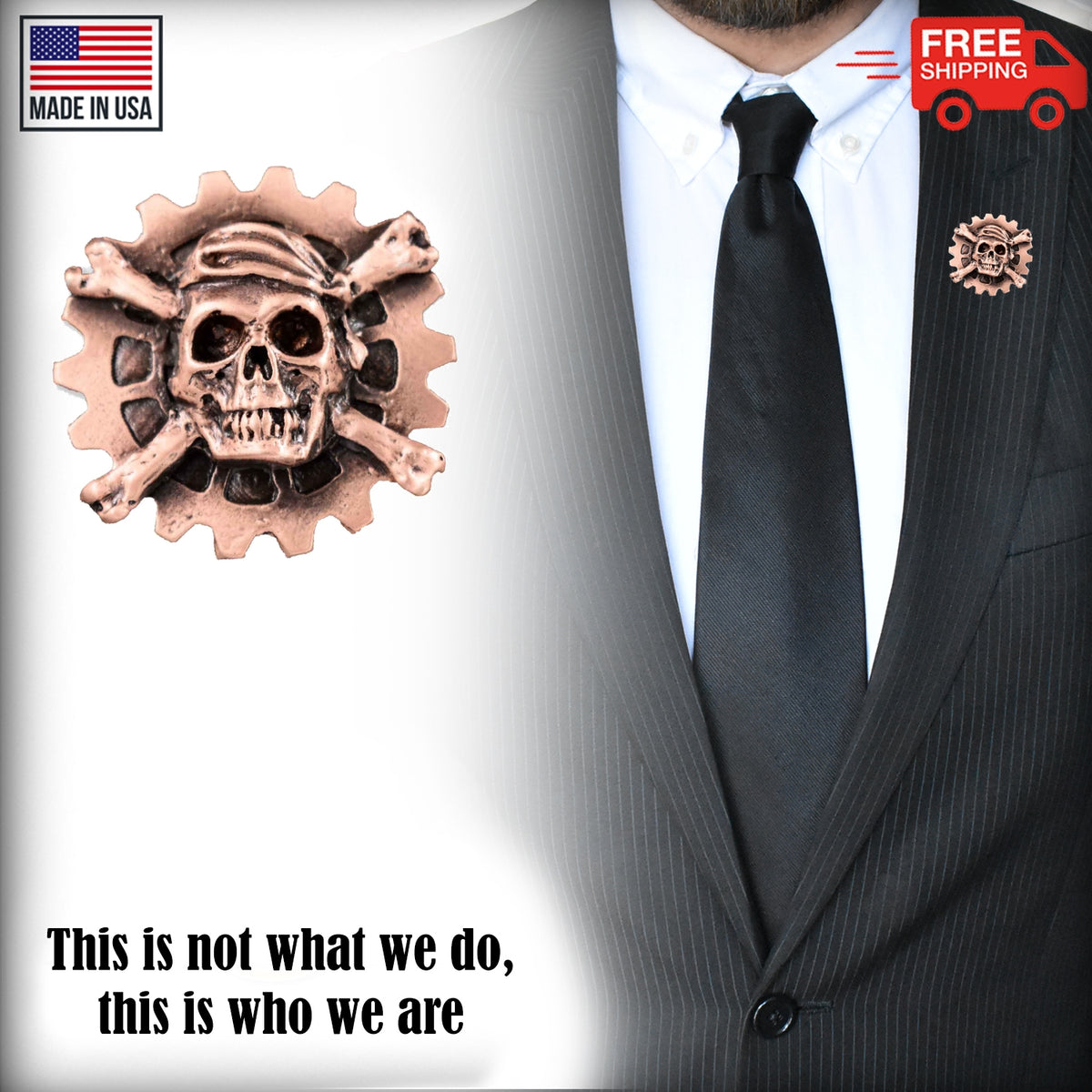Gear With Skull And Bones Pin G035