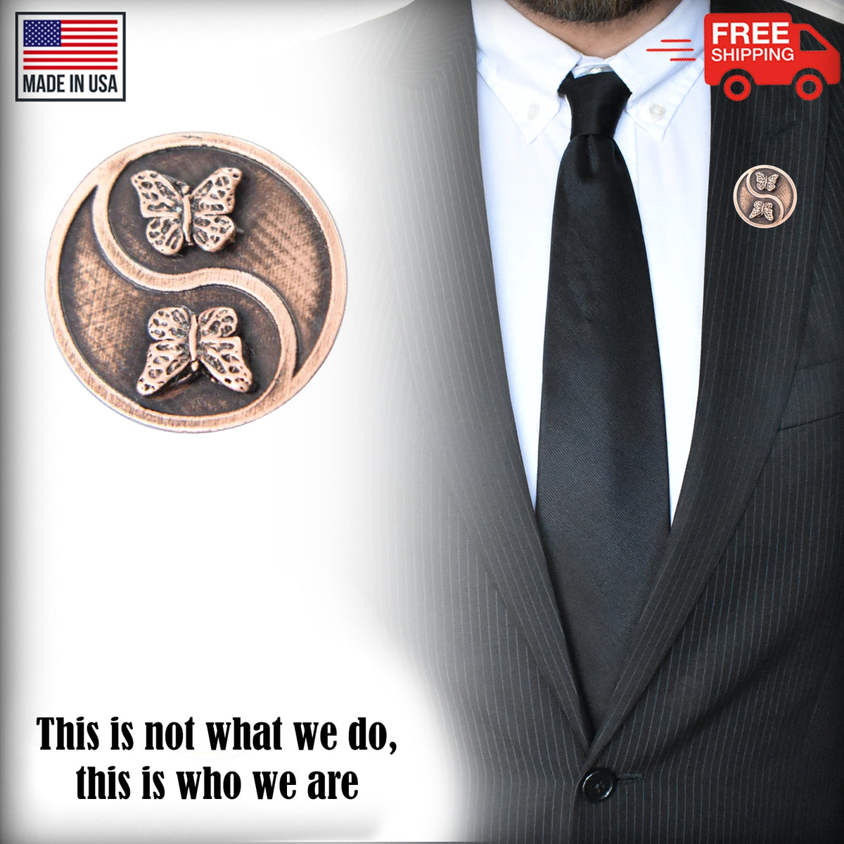 Butterflies With Yin Yang Pin G068