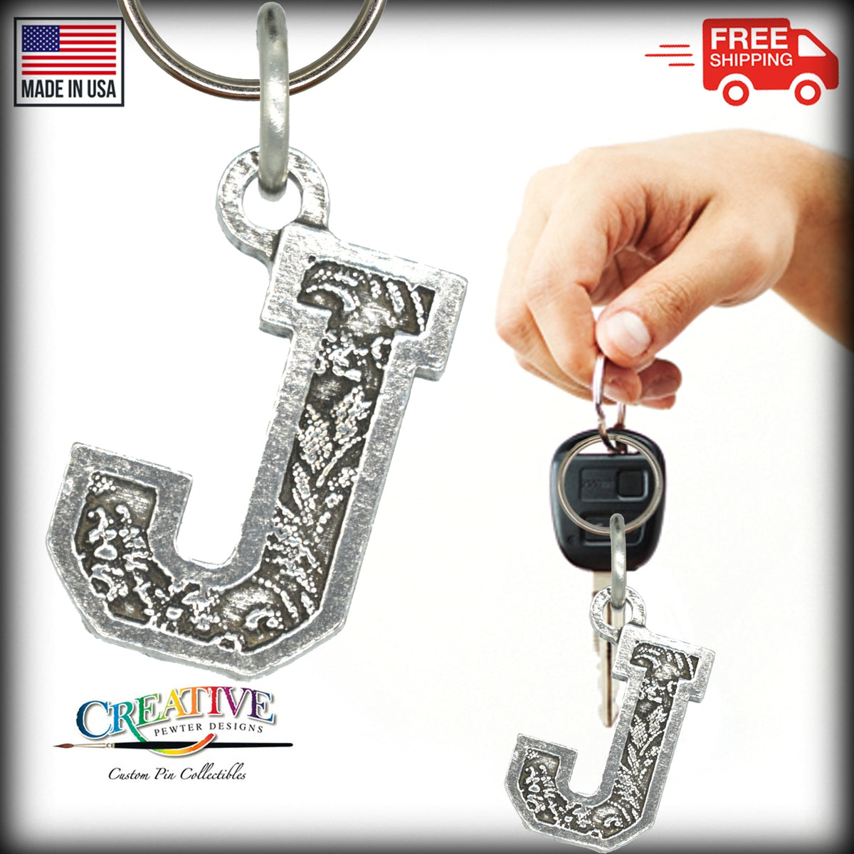 Letter J Keychain L010KC