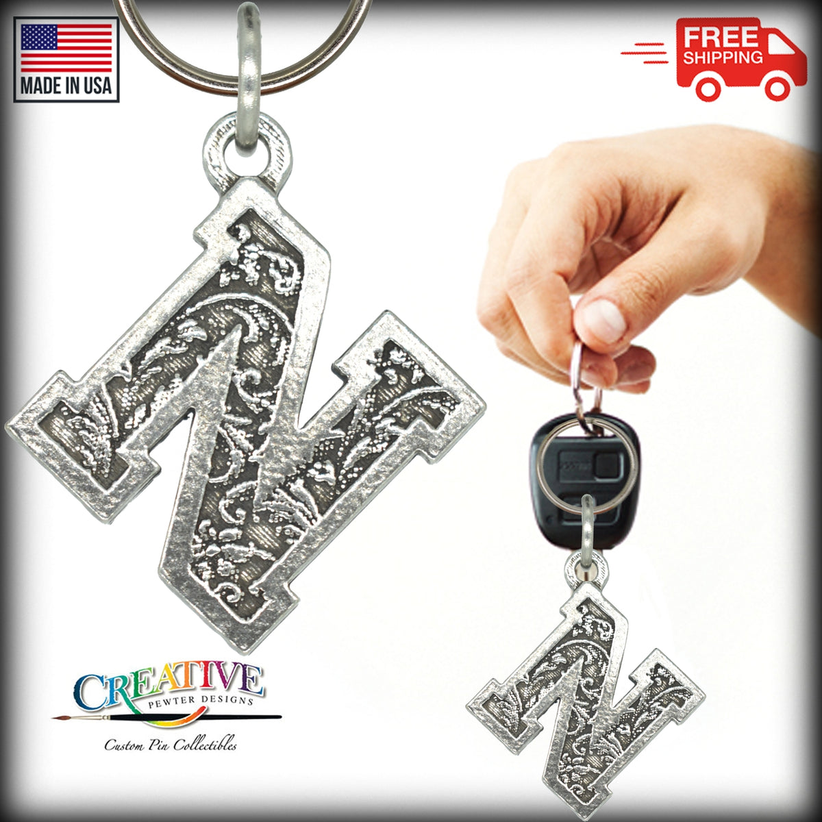 Letter N Keychain L014KC