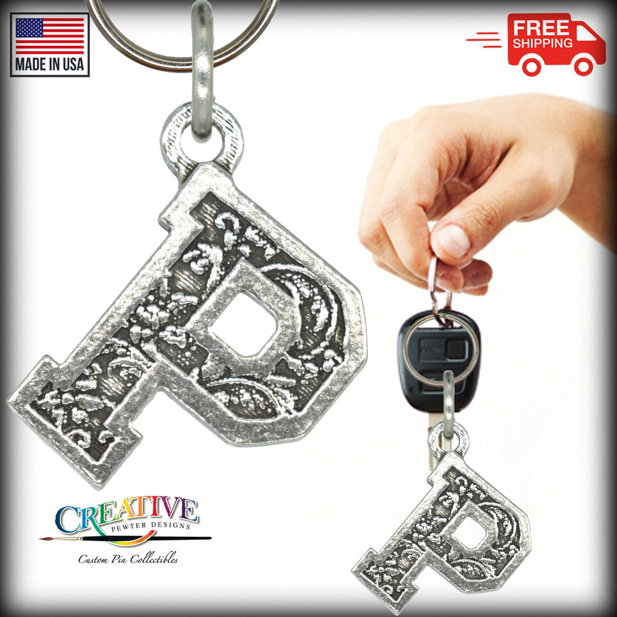 Letter P Keychain L016KC