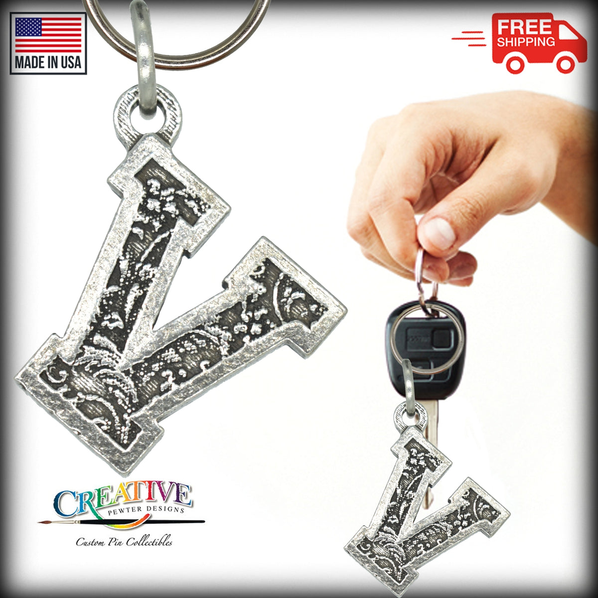 Letter V Keychain L022KC
