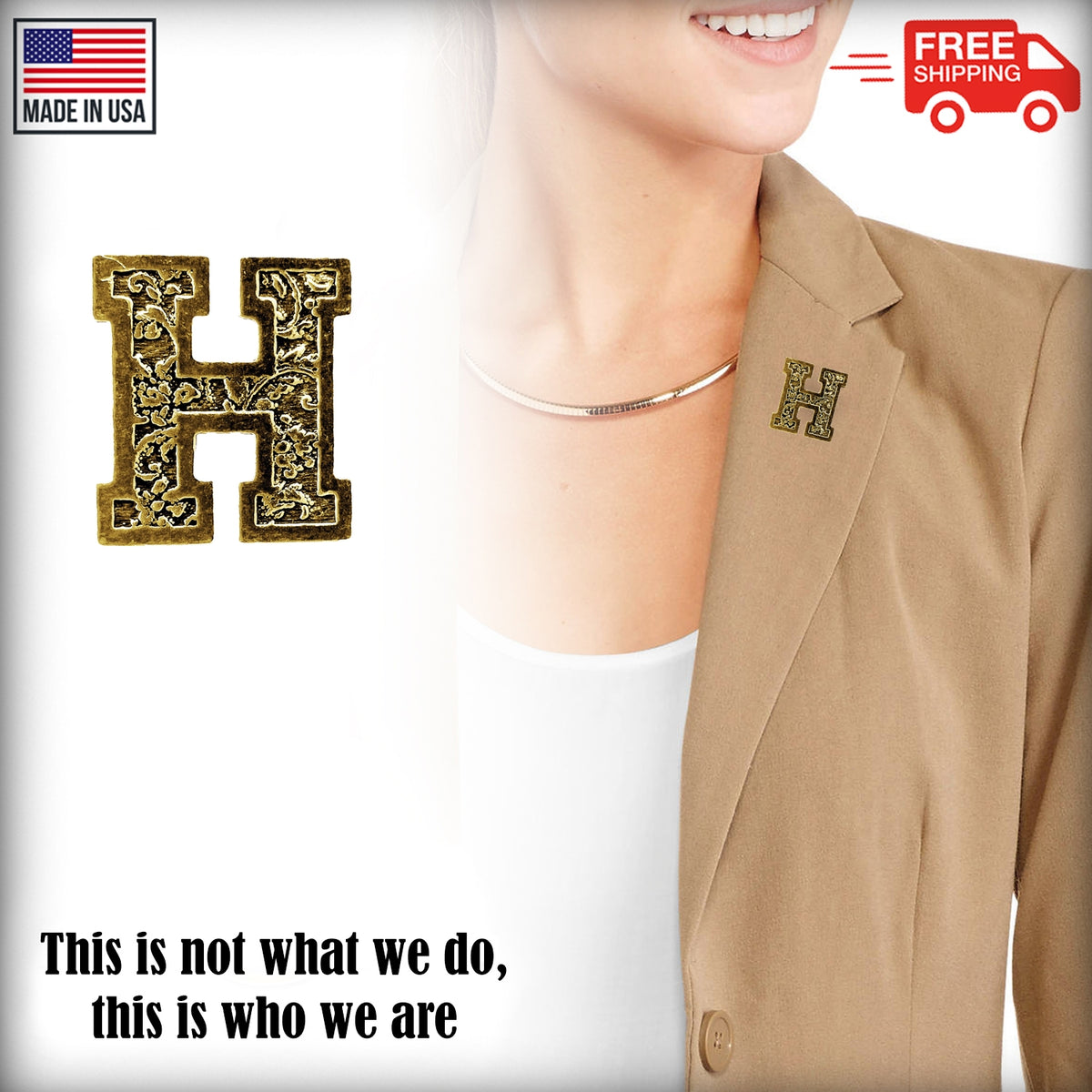 H Letter Pin L008