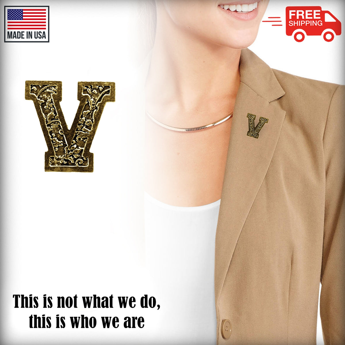 V Letter Pin L022