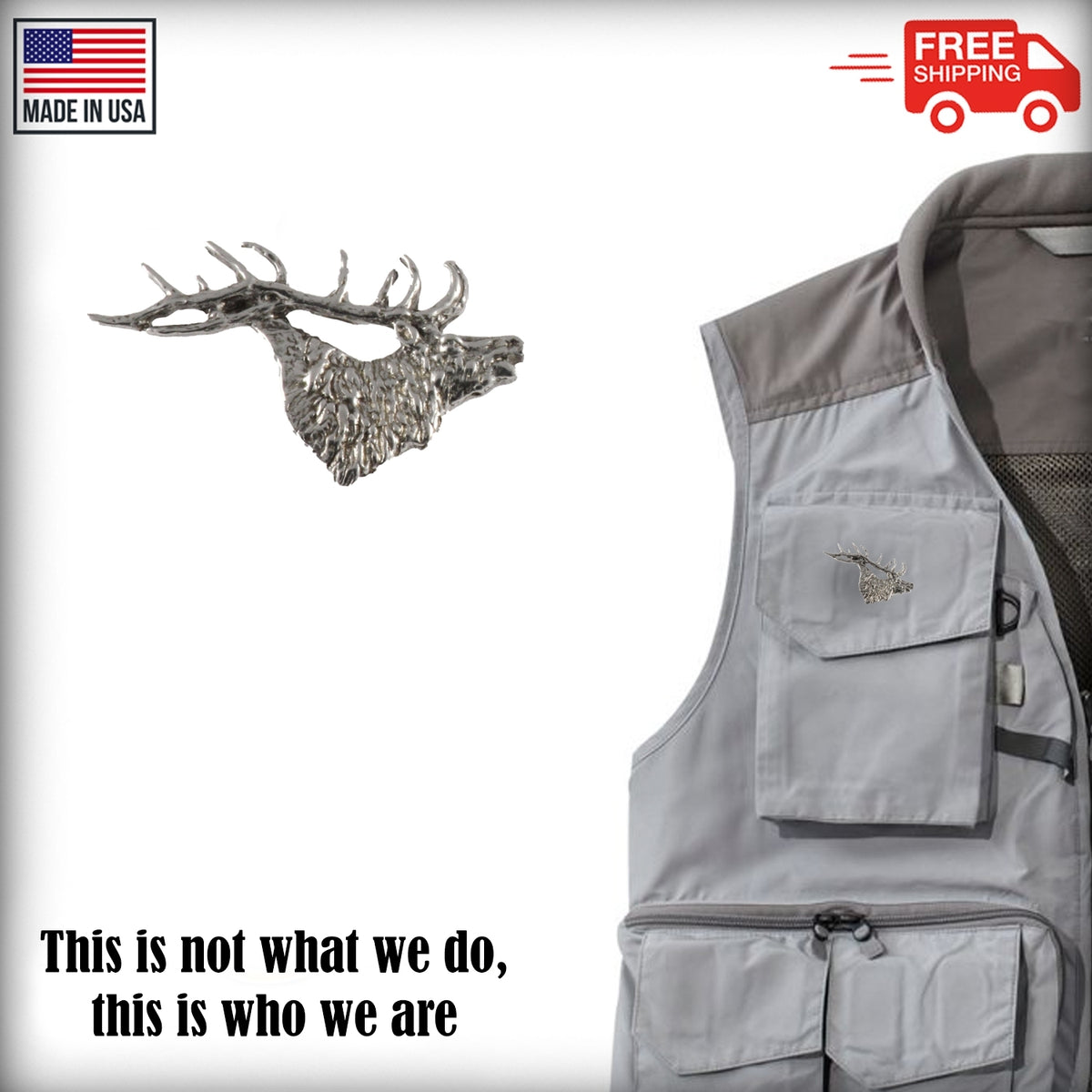Elk Head Bugling Small Pin M002