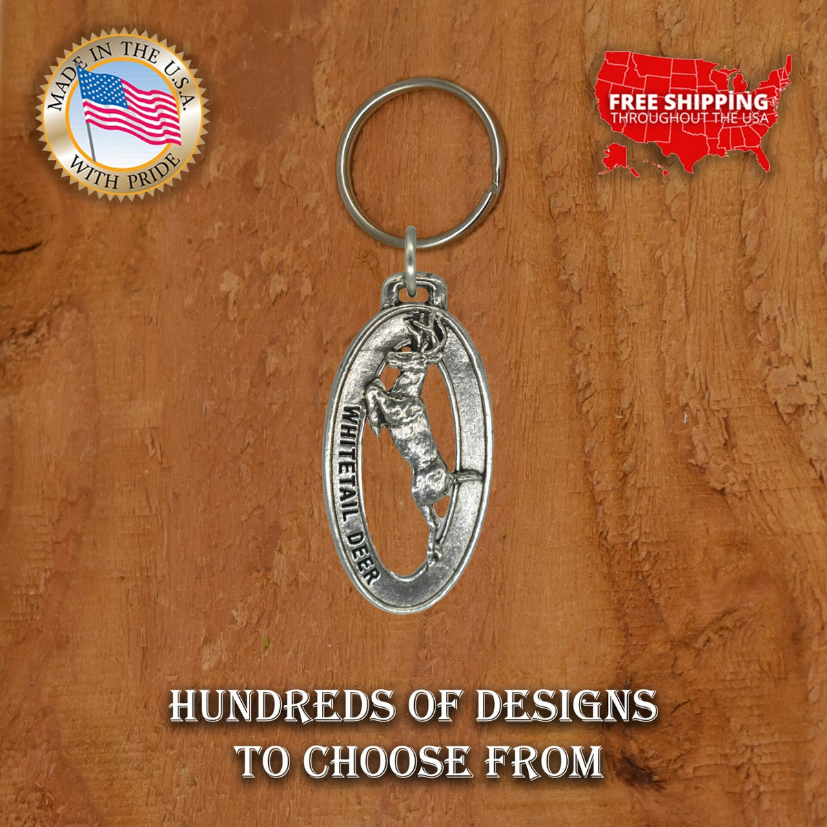 Whitetail Deer Leaping Keychain M006KC
