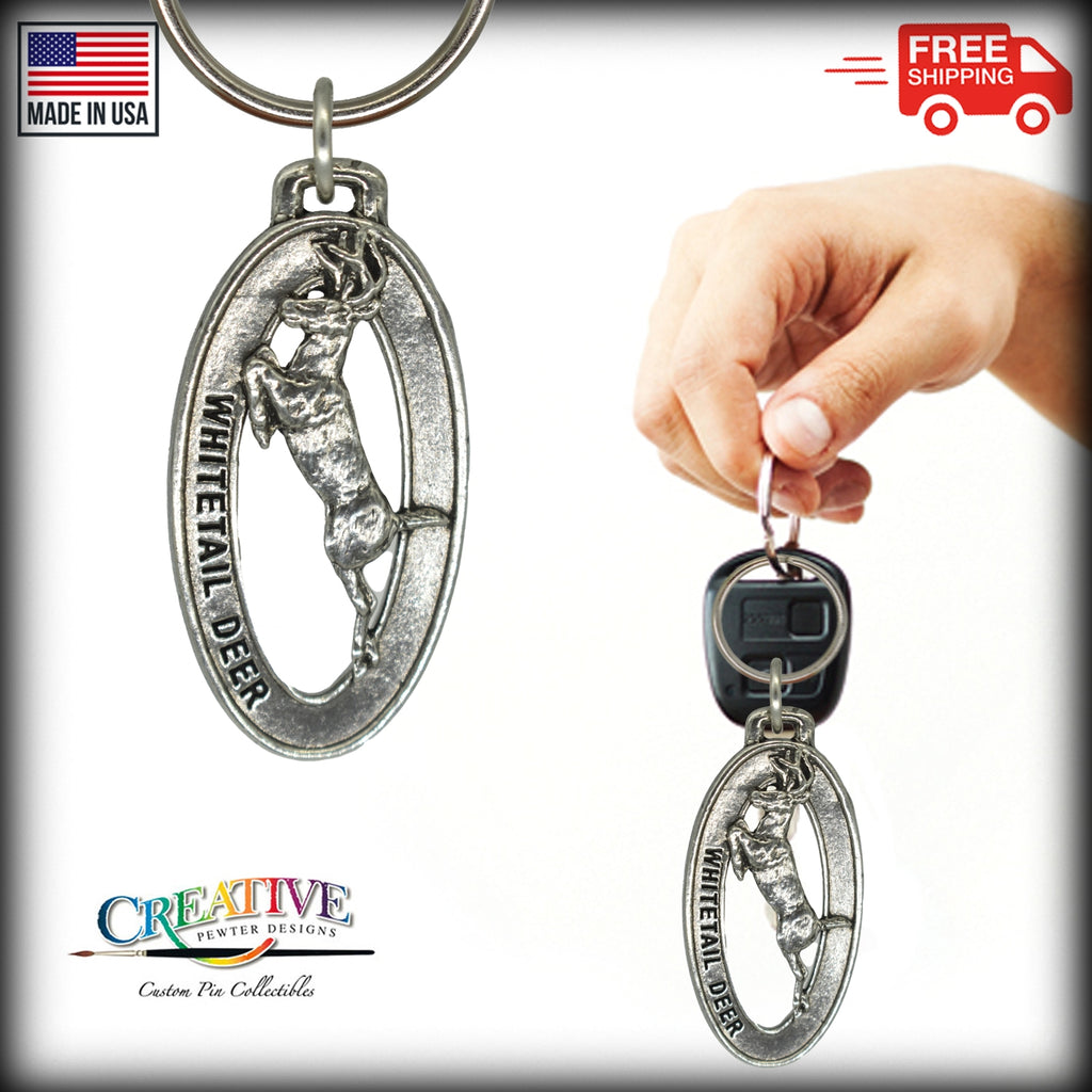 Whitetail Deer Leaping Keychain M006KC