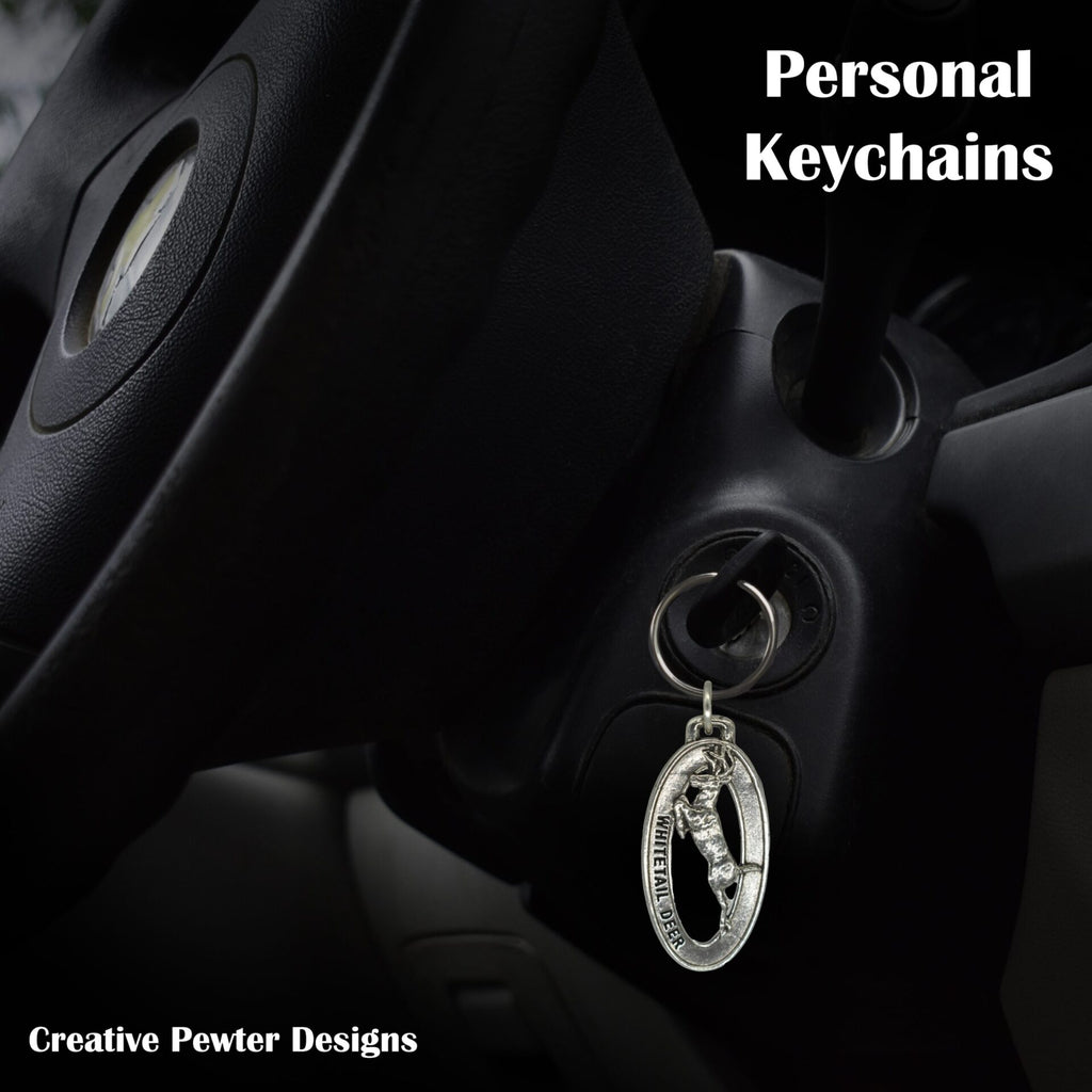 Whitetail Deer Leaping Keychain M006KC