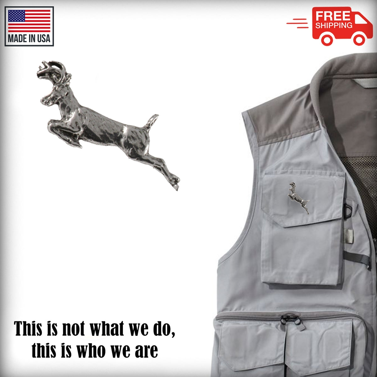 Whitetail Deer Leaping Small Pin M006