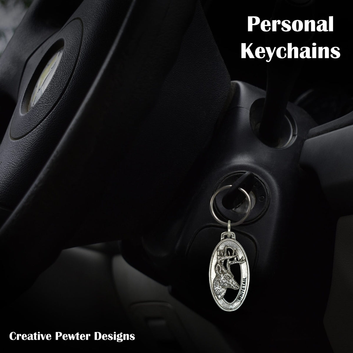 Whitetail Deer Head Keychain M008KC