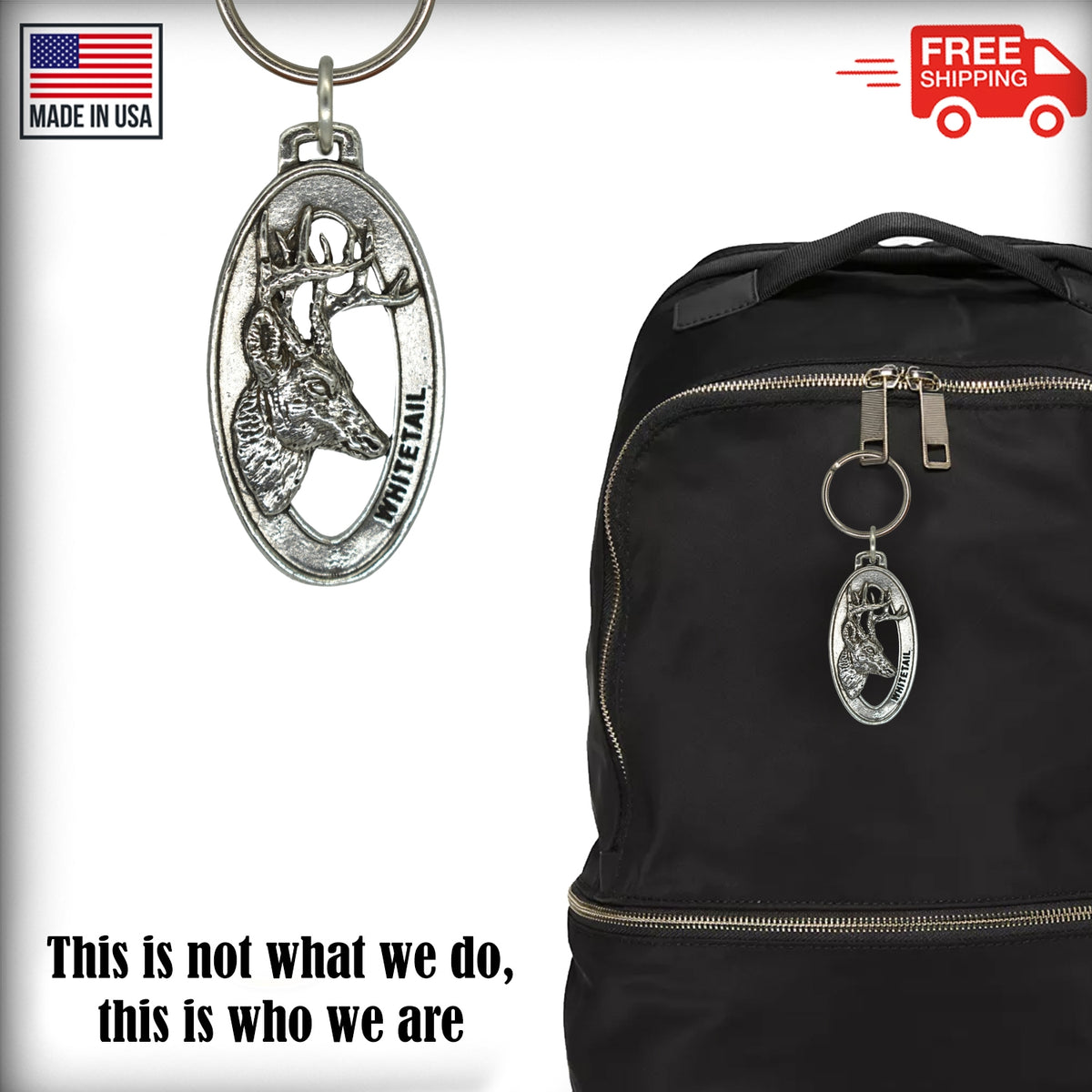 Whitetail Deer Head Keychain M008KC