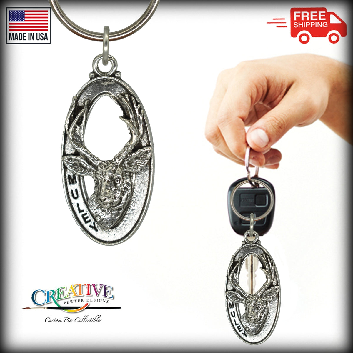 Mule Deer Head Keychain M011KC
