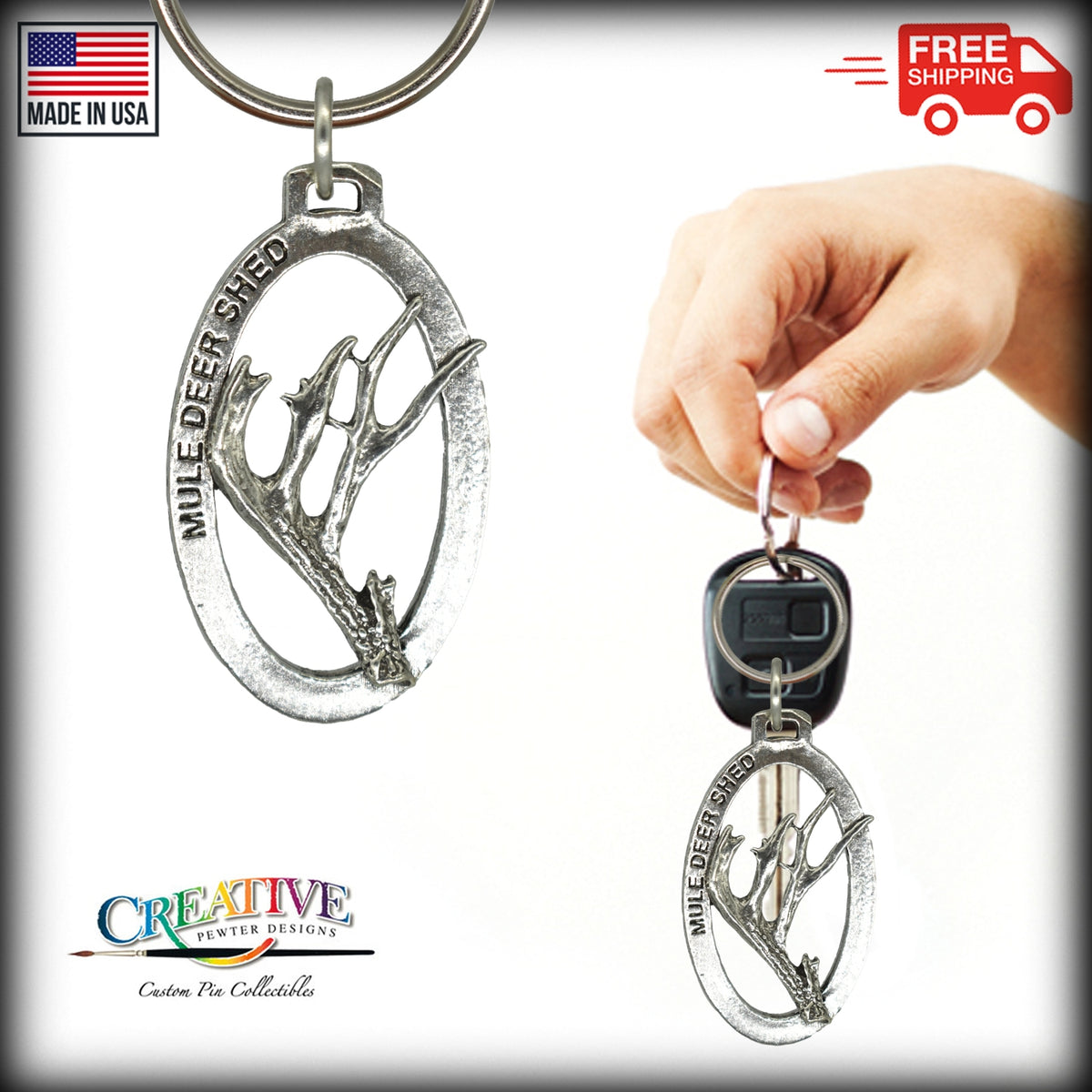 Mule Deer Antler Keychain M012KC