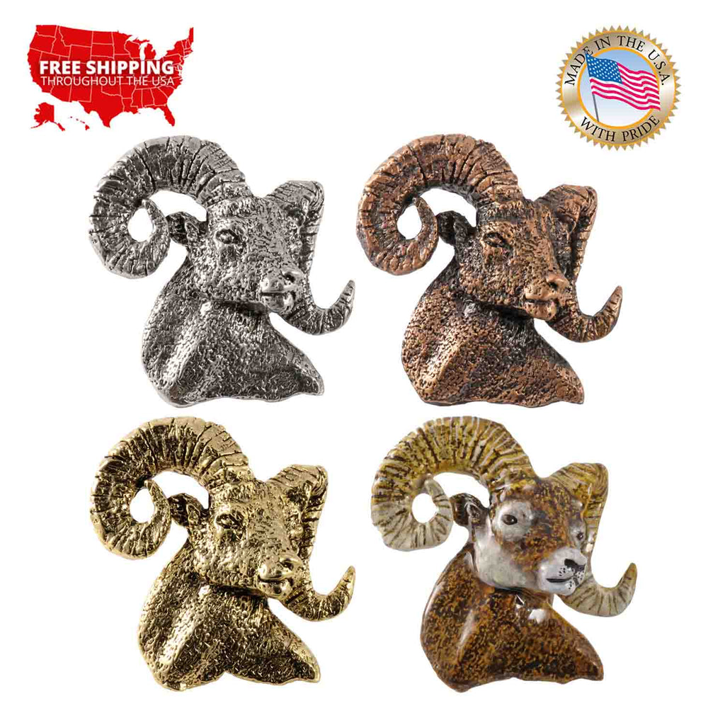 Bighorn Sheep Head Premium Pin M026PR