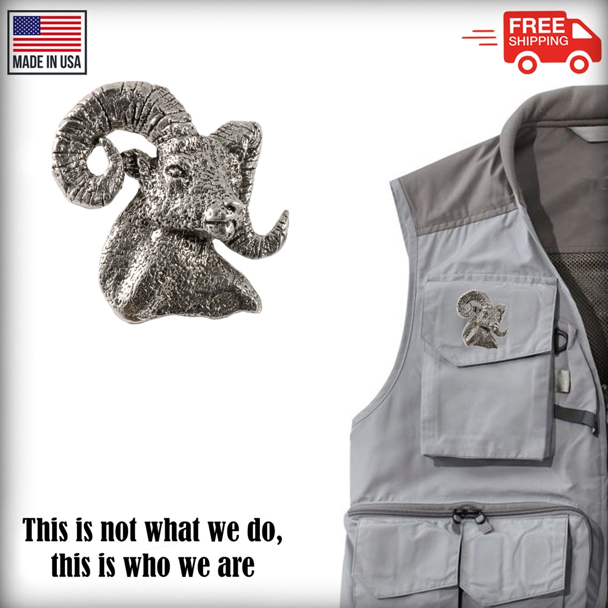 Bighorn Sheep Head Premium Pin M026PR