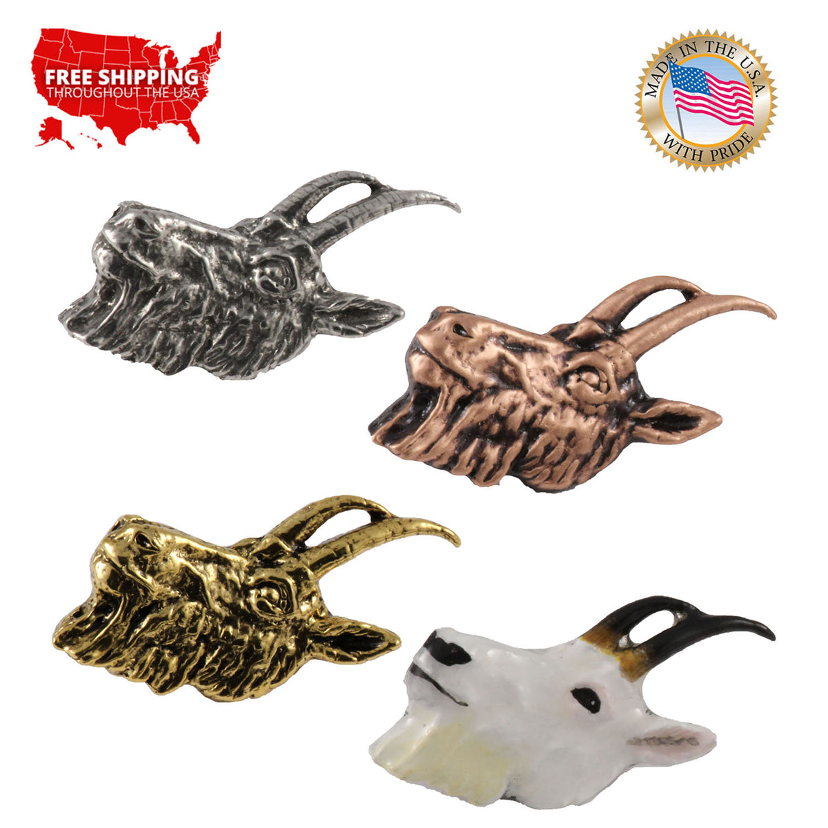 Mountain Goat Head Pin M028