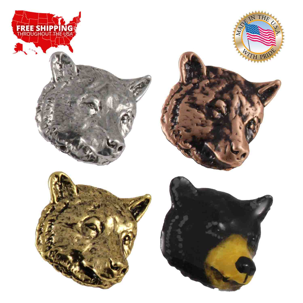 Black Bear Head Pin M032