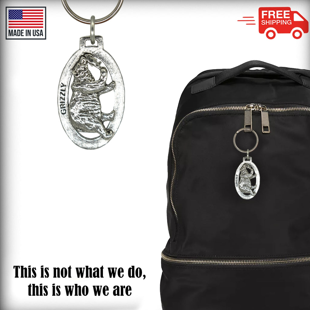 Grizzly Bear with Salmon Keychain M036KC