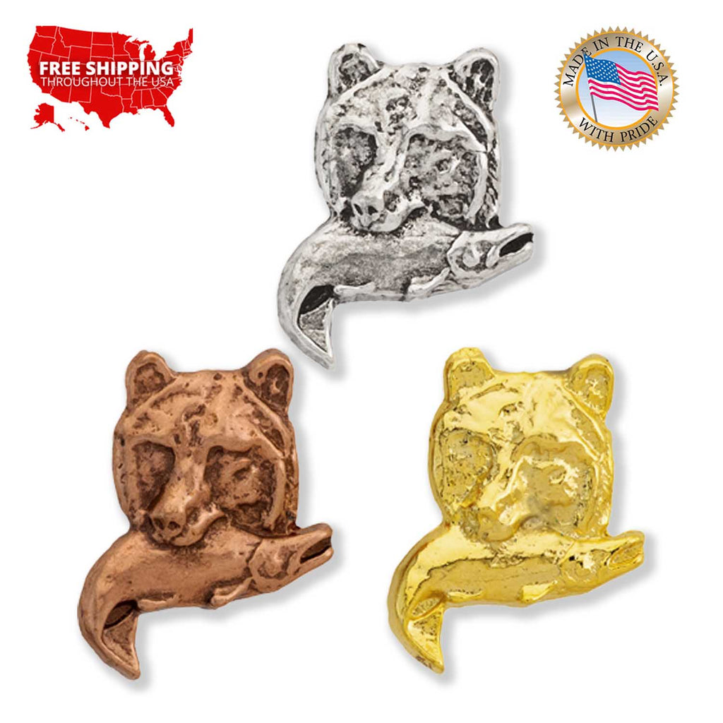 Grizzly With Salmon Mini Pin M037MP