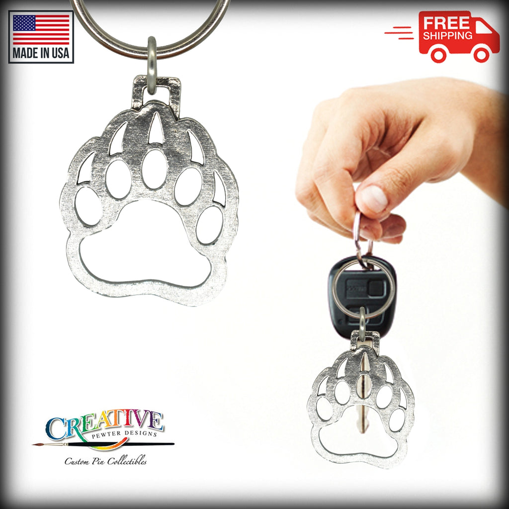 Grizzly Bear Paw Print Keychain M038KC