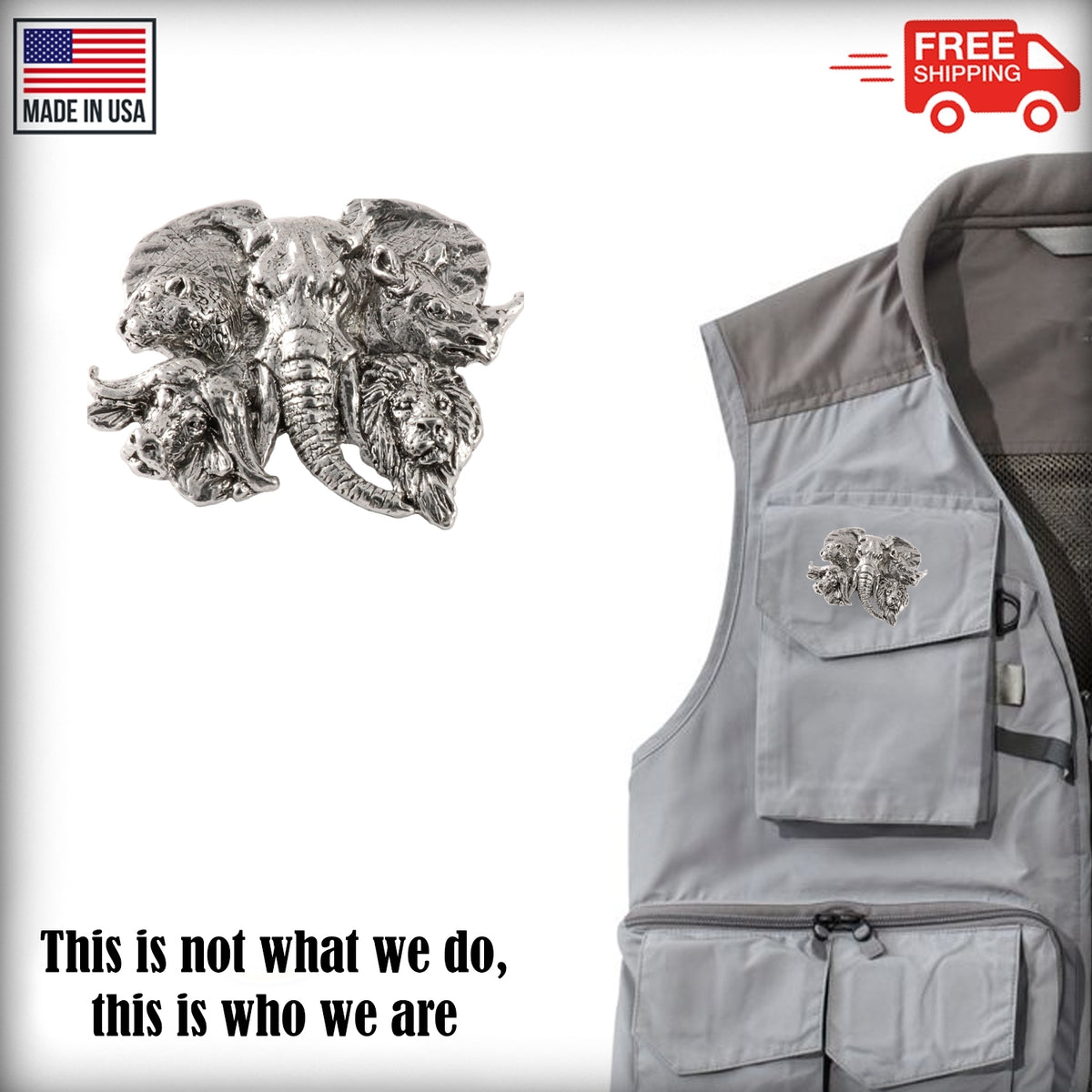 Africa Big 5 Heads Premium Pin M120PR
