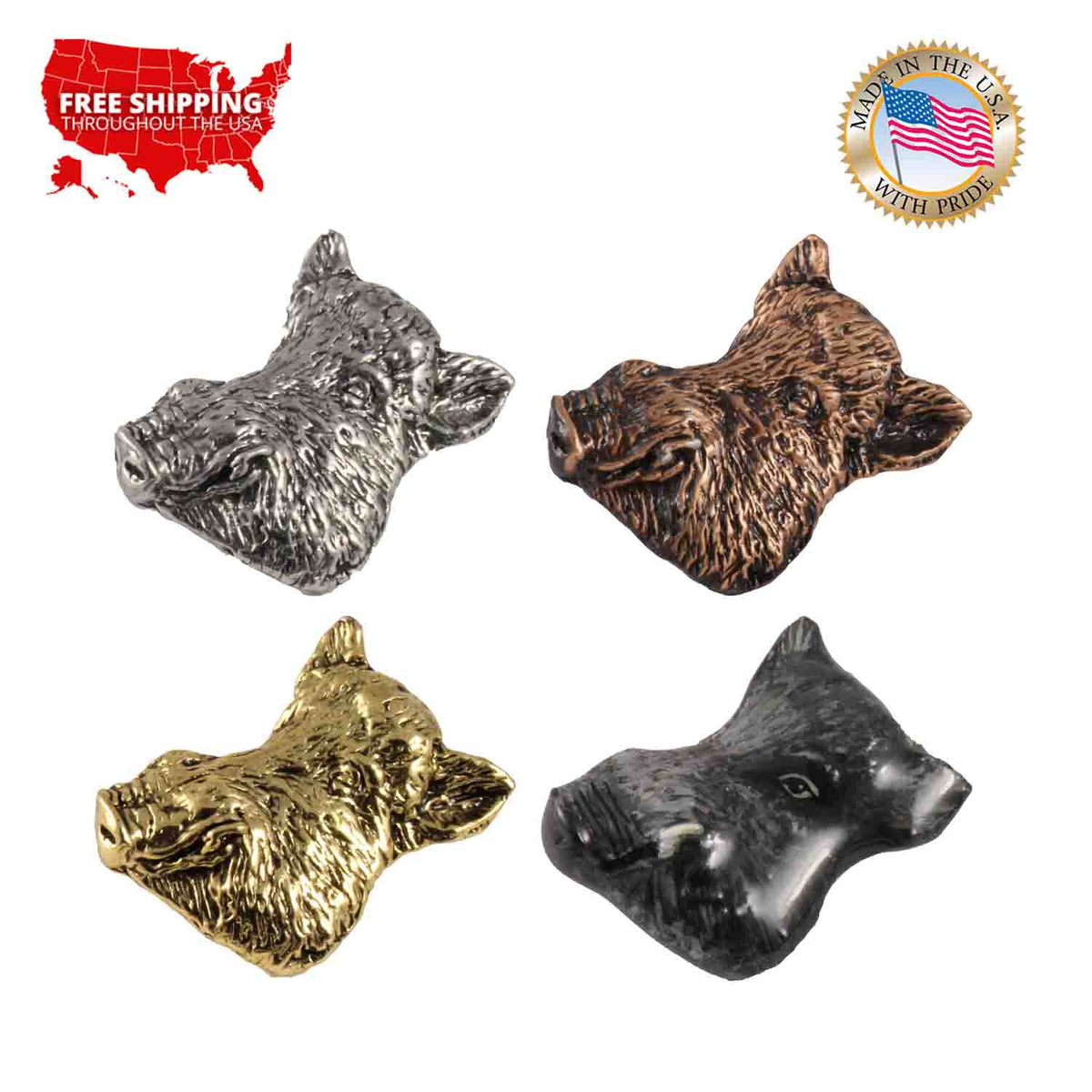 Wild Boar Head Pin M158